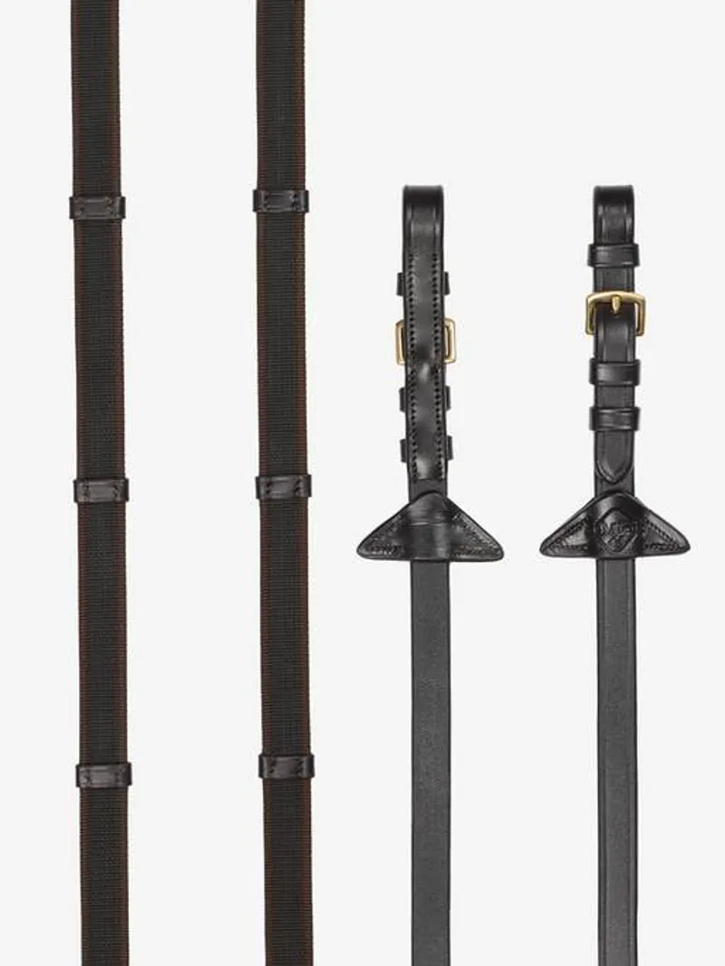 LeMieux Rubber Grip Continental Reins Brown/Brass